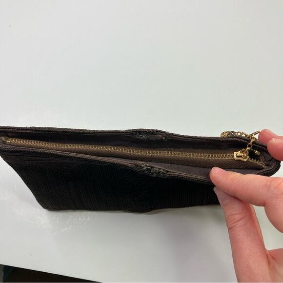 Brown Beaded Elegant Zip Clutch - Picture 4 of 8